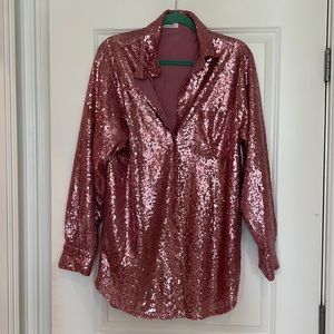 Showpo pink sequin dress shirt